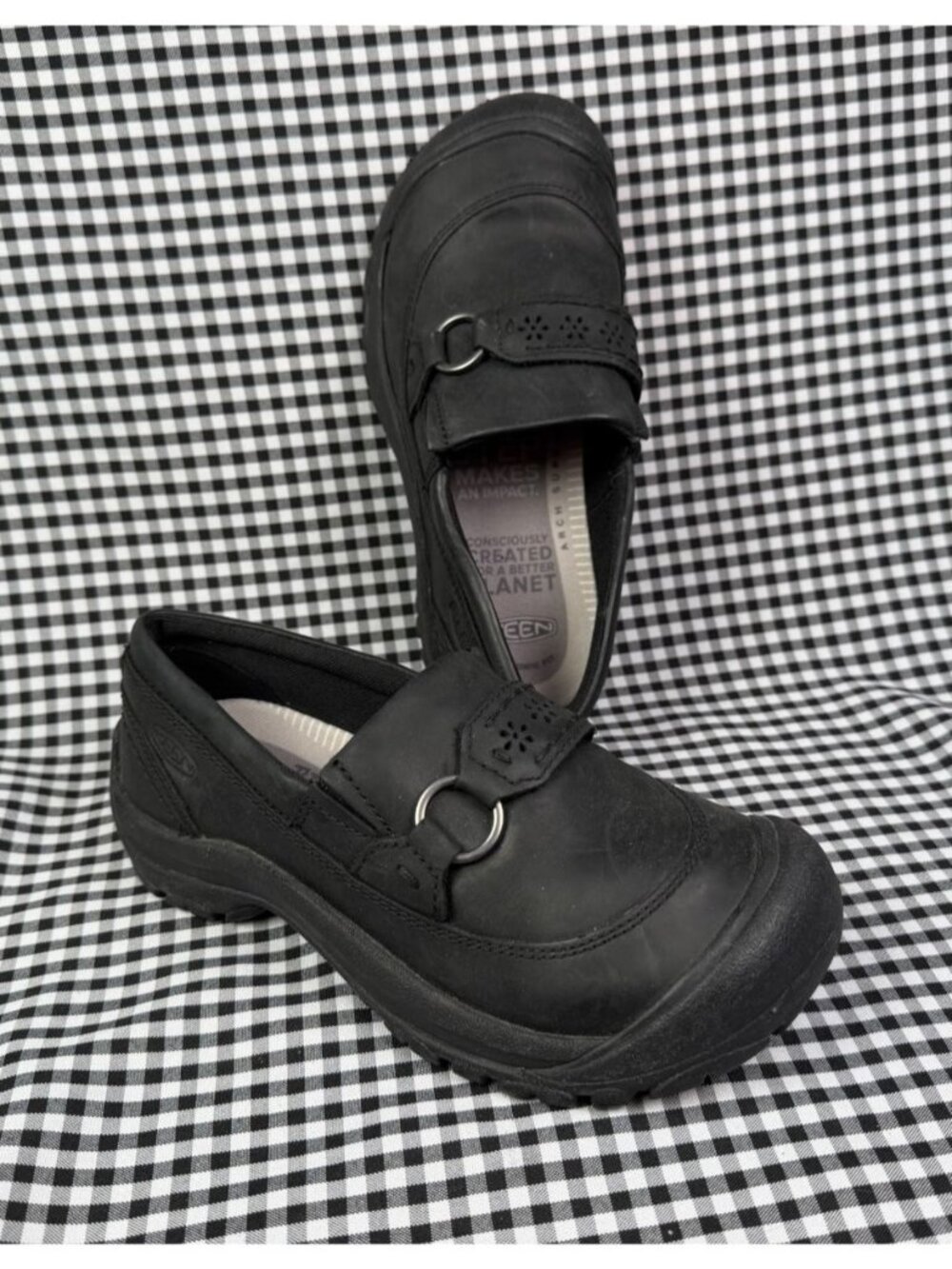 KEEN Kaci II Leather Clogs Womens 5.5 Black Slip On Comfort Work Shoes